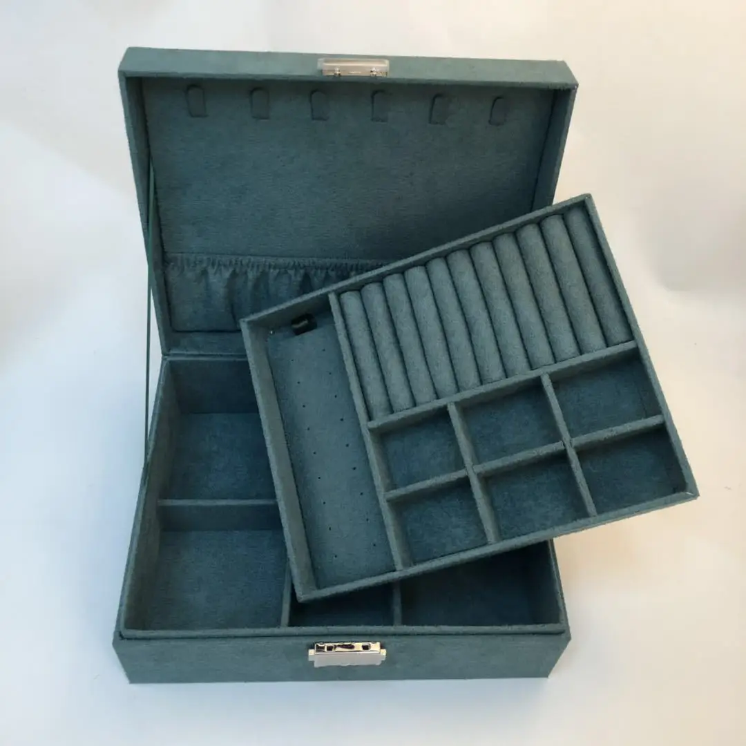 

Двухслойная бархатная шкатулка для ювелирных изделий, Европейский держатель для хранения ожерелий, Большая вместительная шкатулка для колец, подарок на день рождения