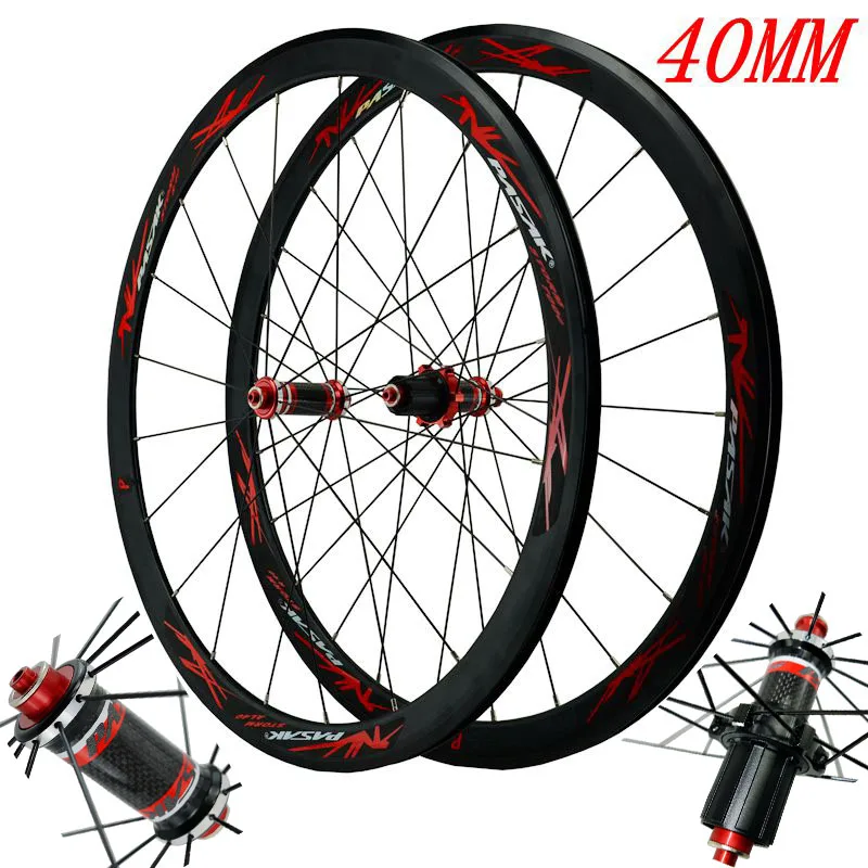 

700C Aluminum alloy double Road Bike Bicycle Wheel Light Carbon Wheelset V/C Brakes 40MM Rim direct-pull stainless steel spoke