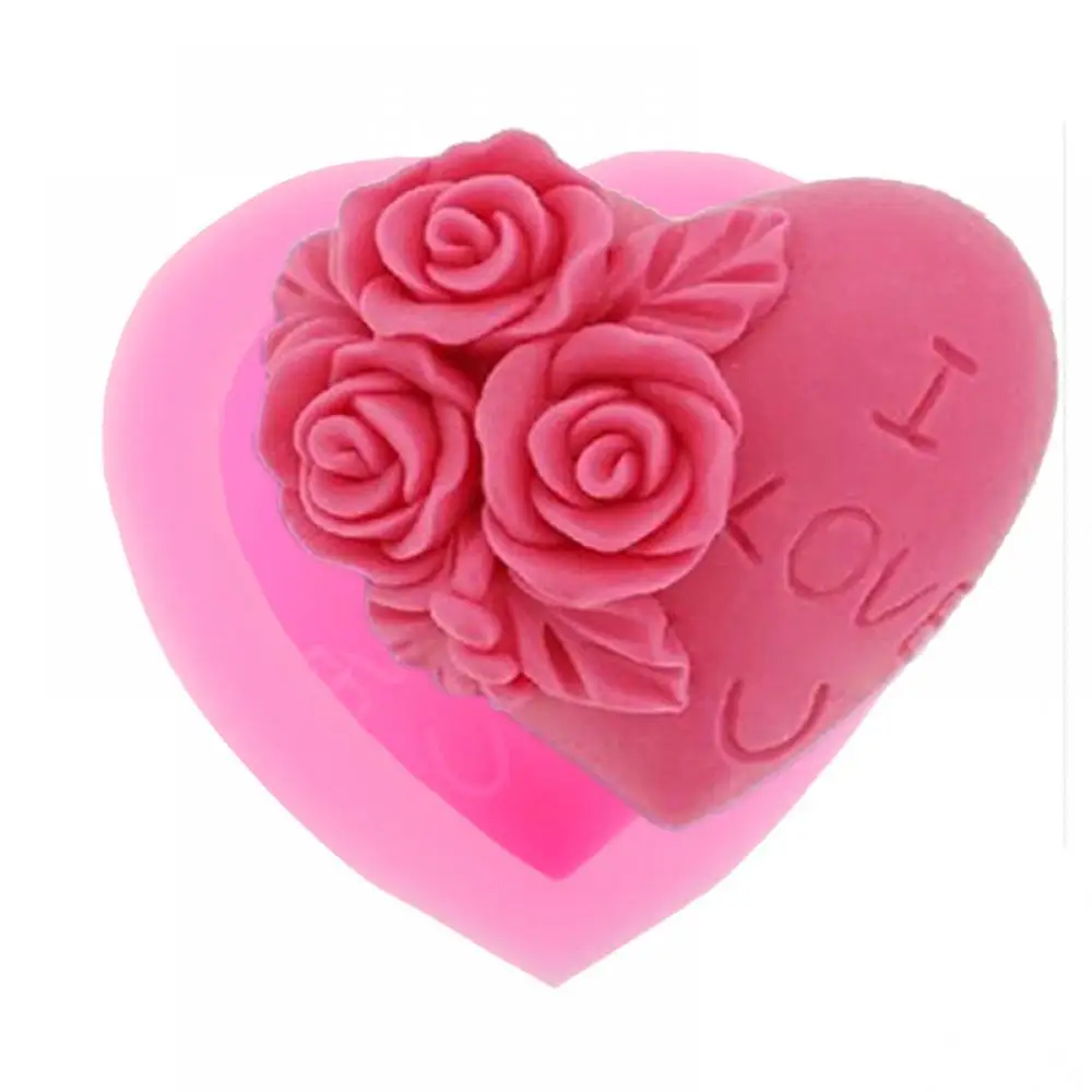 3D силиконовые формы для торта форма в форме сердца роза цветок шоколад формочки