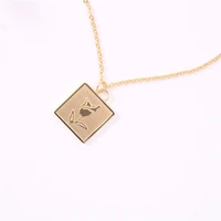 high end stainless steel jewelry square rose pendant necklace for women