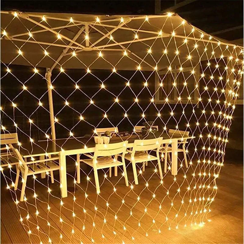 

1.5mx1.5M 2MX2M 3x2M Christmas Garlands LED String 8 Modes Net Lights Fairy Xmas Party Garden Decoration Fishing Net Light