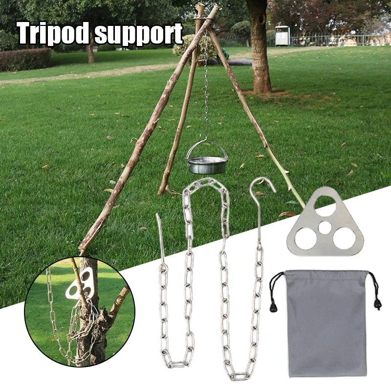 

Новинка, штатив для кемпинга на открытом воздухе, подставка для гриля из нержавеющей стали с регулируемой цепочкой для телефона с горшком