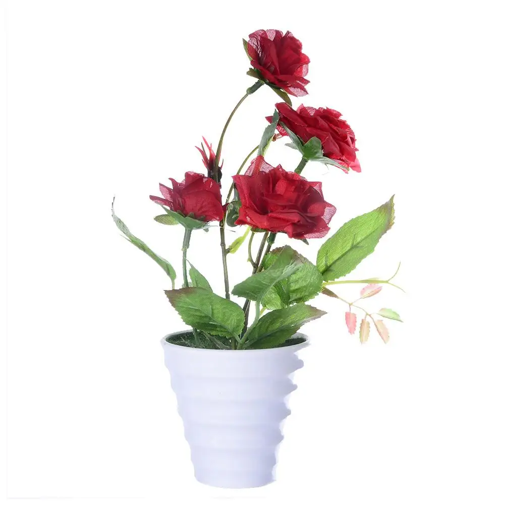 Искусственные Горшечные искусственные розы бонсай растения в горшке цветочные