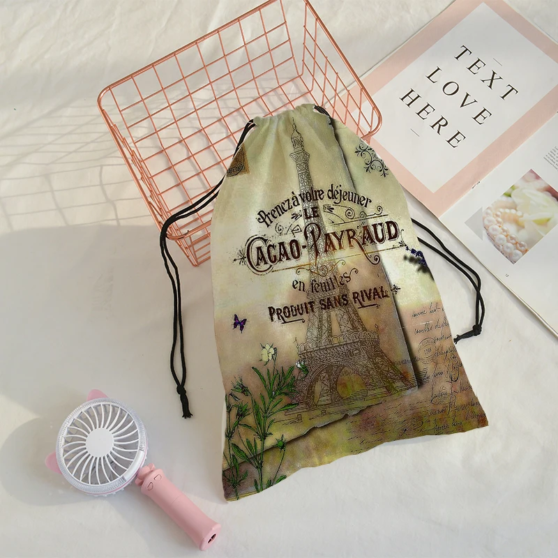 Женская дорожная сумка с принтом железная башня|Мешки кулиской| |