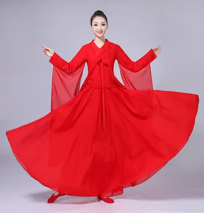 Женский классический костюм для танцев Hanfu элегантный и китайских однотонный