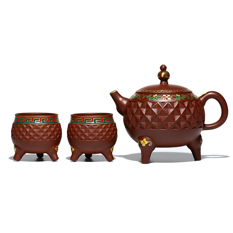 

pot a pot of two cups of suit undressed ore purple clay teapot is often in red handmade quality goods manufacturers