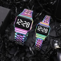 led electronic touch screen quartz watch fashion temperament personality ladies watch steel belt couple watch