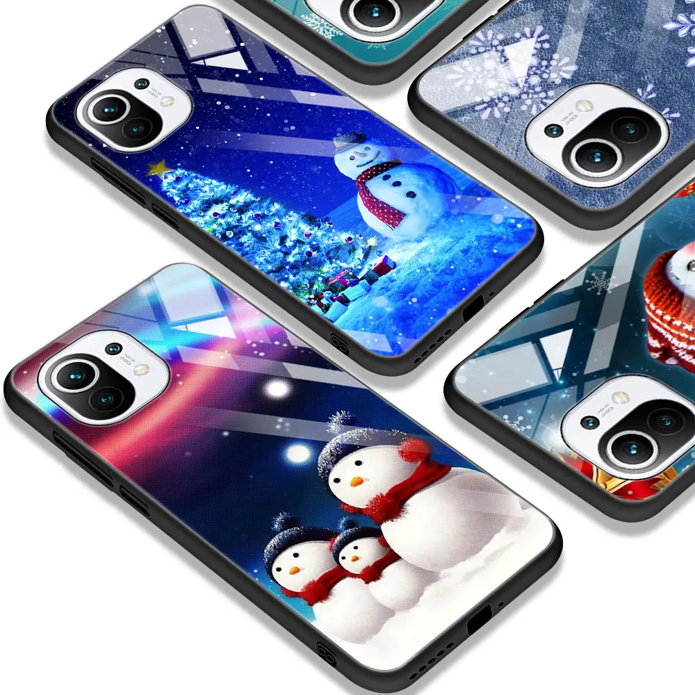 

Snowman Snow Man Glass Case For Xiaomi Mi 10T Pro 11 Lite 5G 9T Ntoe 10 CC9E CC9 Poco X3 NFC M2 F2 Pro F3 Cell Phone Cover
