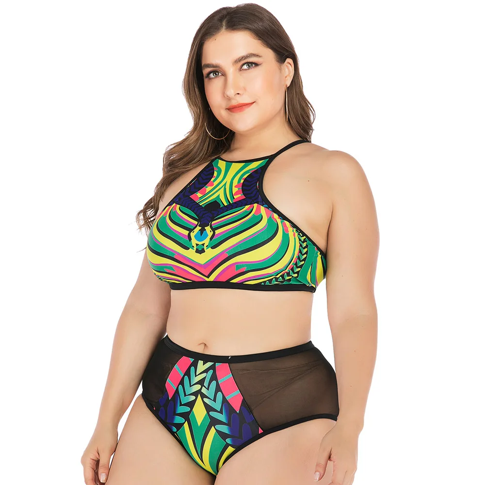 Комплект бикини с высокой горловиной купальник на молнии сзади вырезами