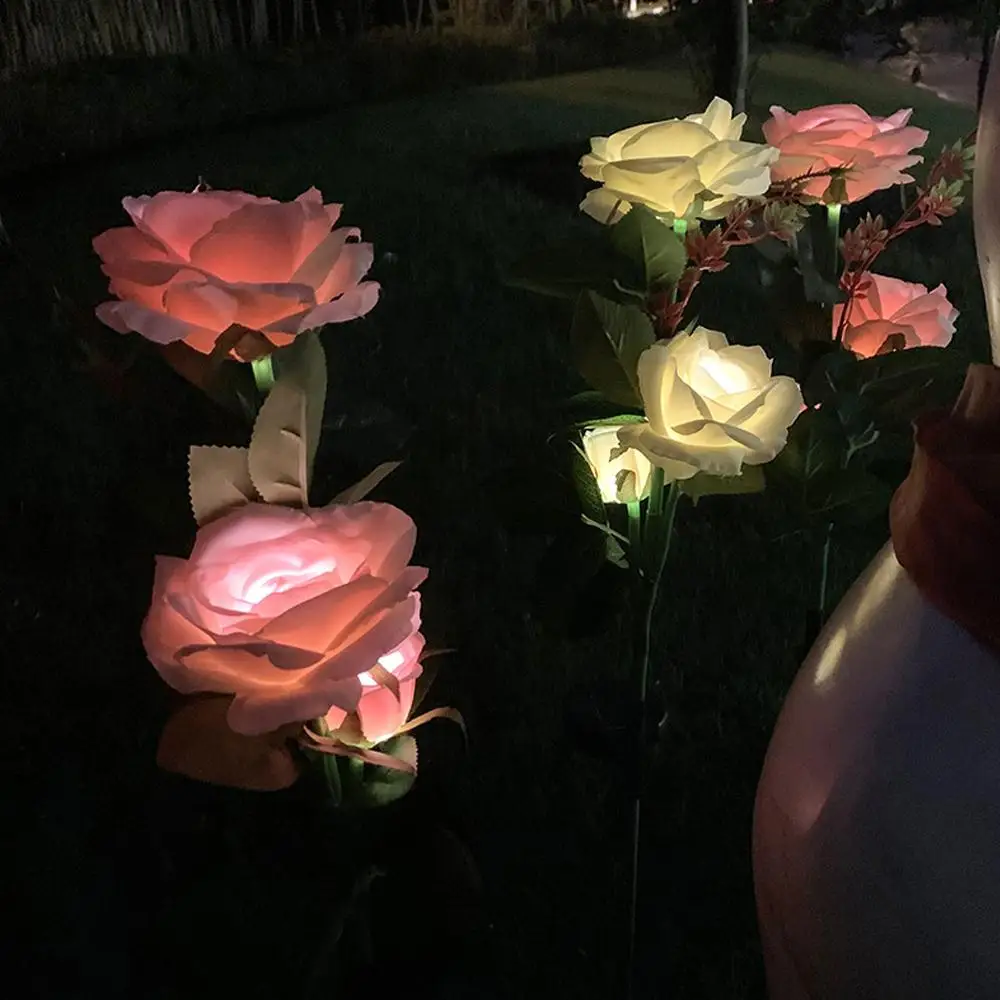 

Solar Power Rose Landscape Lights Rose Decoration Solar Light White Lawn Lamp