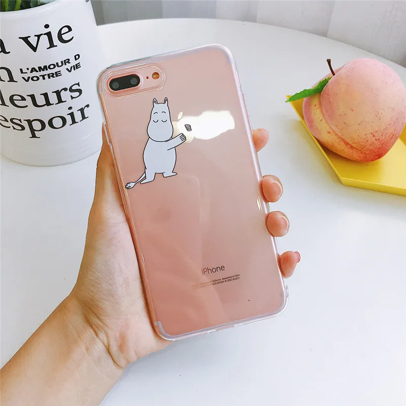 Чехол для мобильного телефона с рисунком Муми-тролля для iphone 8, 7, 6, 6s plus, 11 Pro MAX X, Xs, XR, Max, маленький свежий Бегемот, мягкий силиконовый чехол из ТПУ