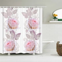 beautiful butterfly flowers shower curtain bathroom screen decoration large 240x180 shower curtains waterproof washable fabric