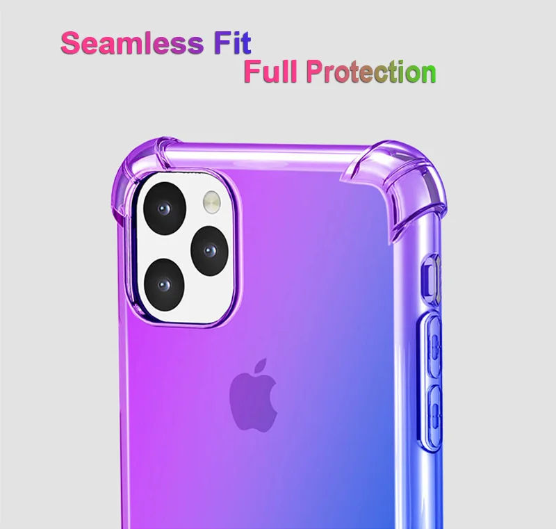 Роскошный противоударный мягкий чехол с градиентом для Apple iPhone 11 Pro XS Max X XR 8 7 6 6S Plus