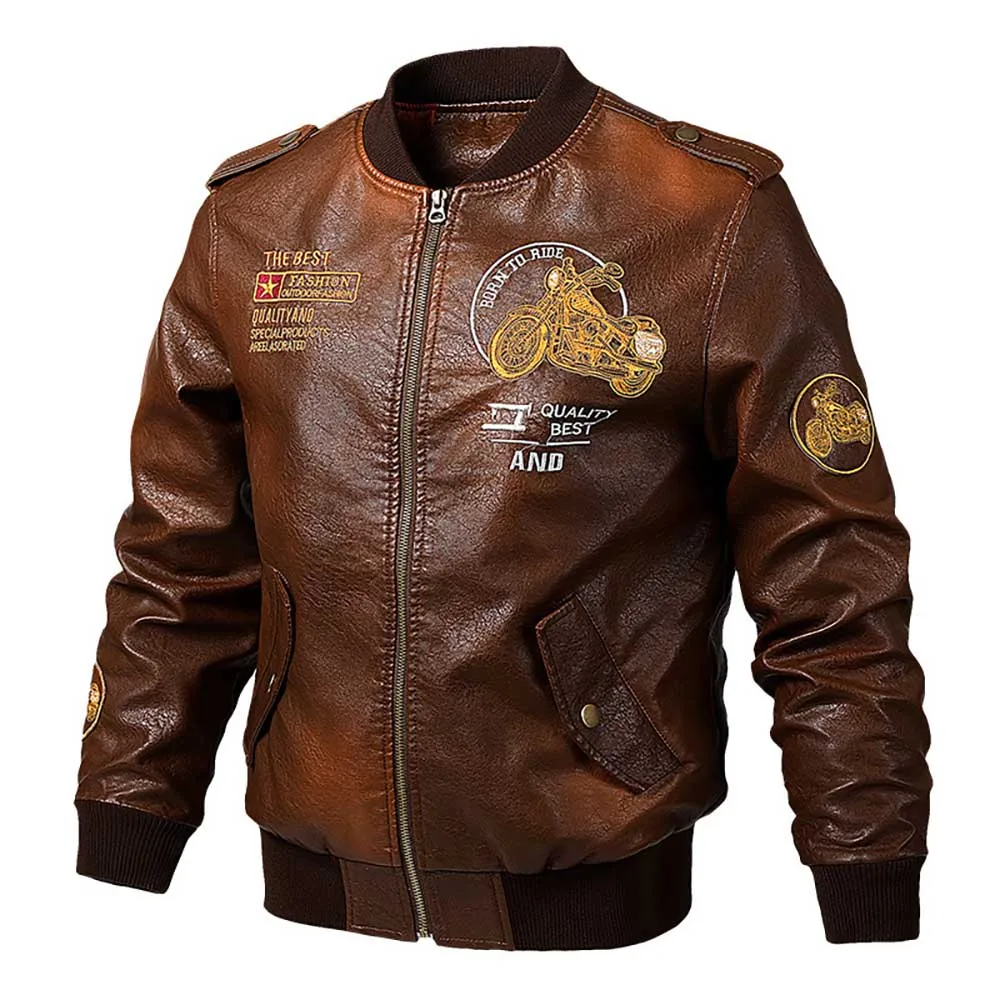 Autumn Winter Pu Leather Motorcycle Jacket Men's Casual Coats Warm Fashion Bomber Jacket Streetwear Outwear Clothing