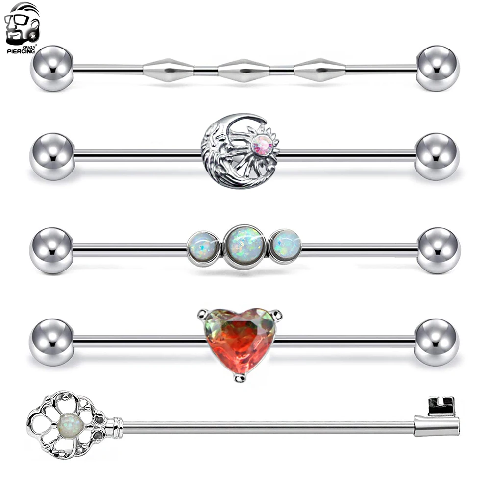 Серьги-штанги для пирсинга женские из новинка Опаловая стали с фианитами Длинные