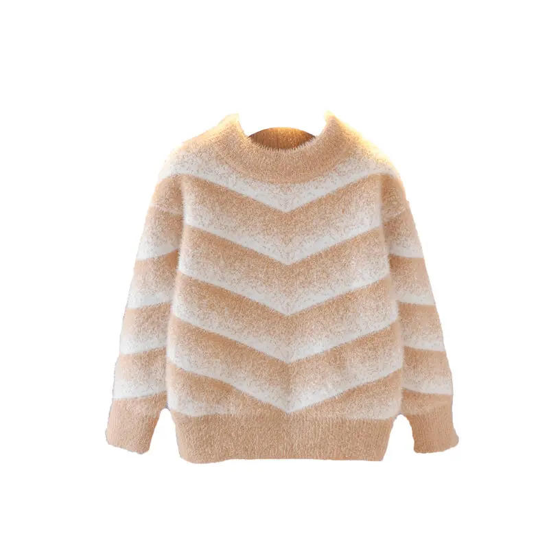 Зимние Детские новогодние свитера для маленьких девочек Утепленный пуловер