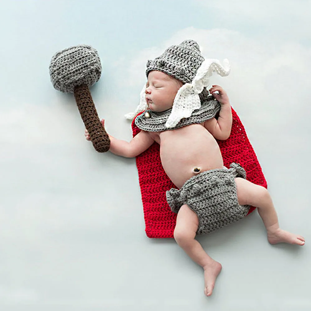 

Crochet Anime Costume for Newborn Photography Props Knitted New Born Blanket Infant Boys Hat Beanie Baby Coming Home Outfit