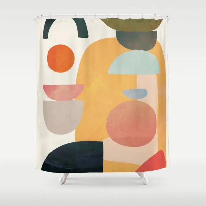 Штора для душа 70 с крючком современная абстрактная художественная