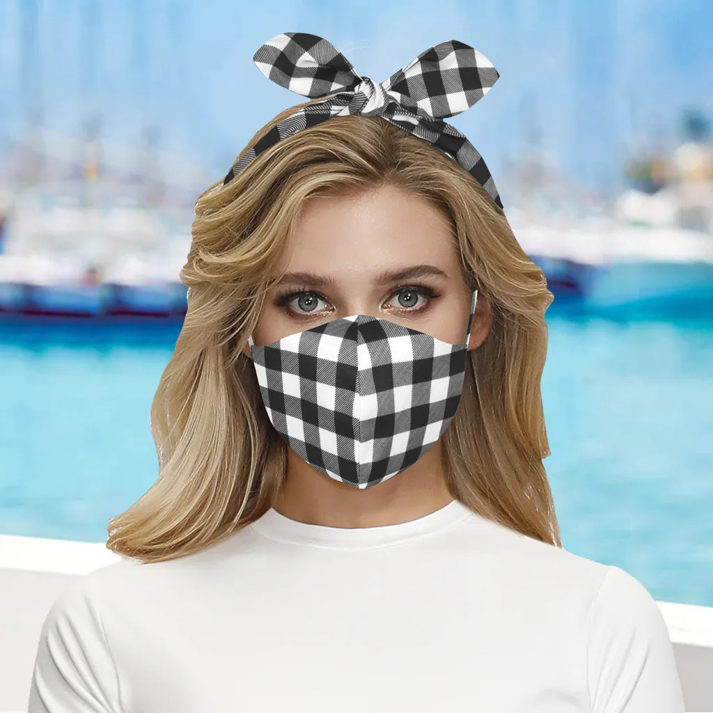 Милая маска для женщин и девушек с лентой волос повязка лица многоразовая