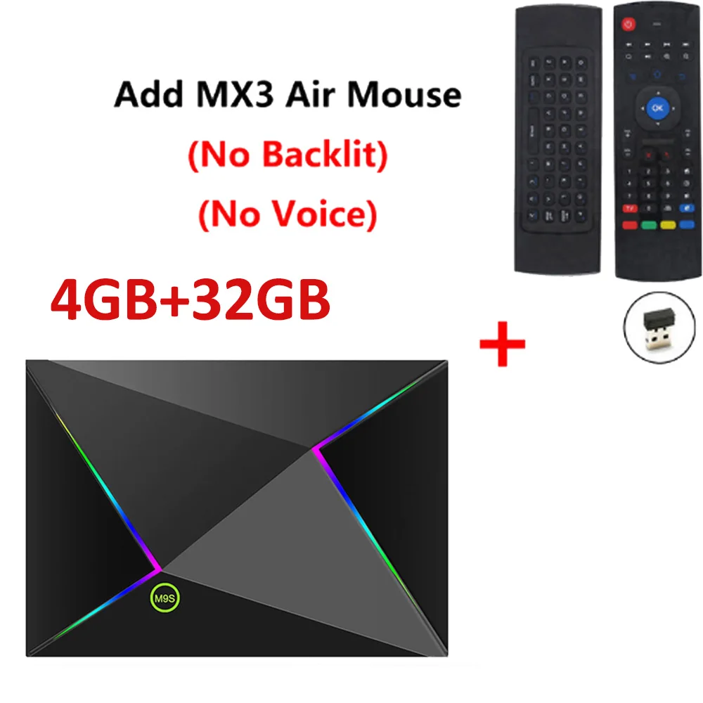 M9S Z8 Smart Tv Box Android9.0 2,4G wifi LAN 10/100M 6K HD телеприставка 4 ГБ 32 ГБ/64 ГБ 3D 2,4G беспроводная мышь Youtube медиаплеер - Цвет: 4GB 32GB add mx3