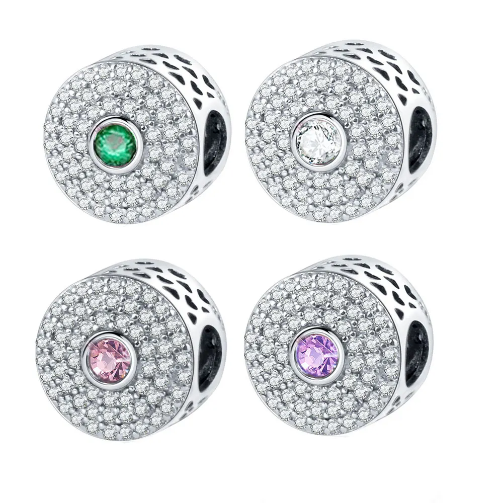 

Fit Pandora Bracelet Authentic 925 Sterling Silver Charm with Clear Cubic Zirconia DIY Bangle Jewelry Making Factory Wholesale