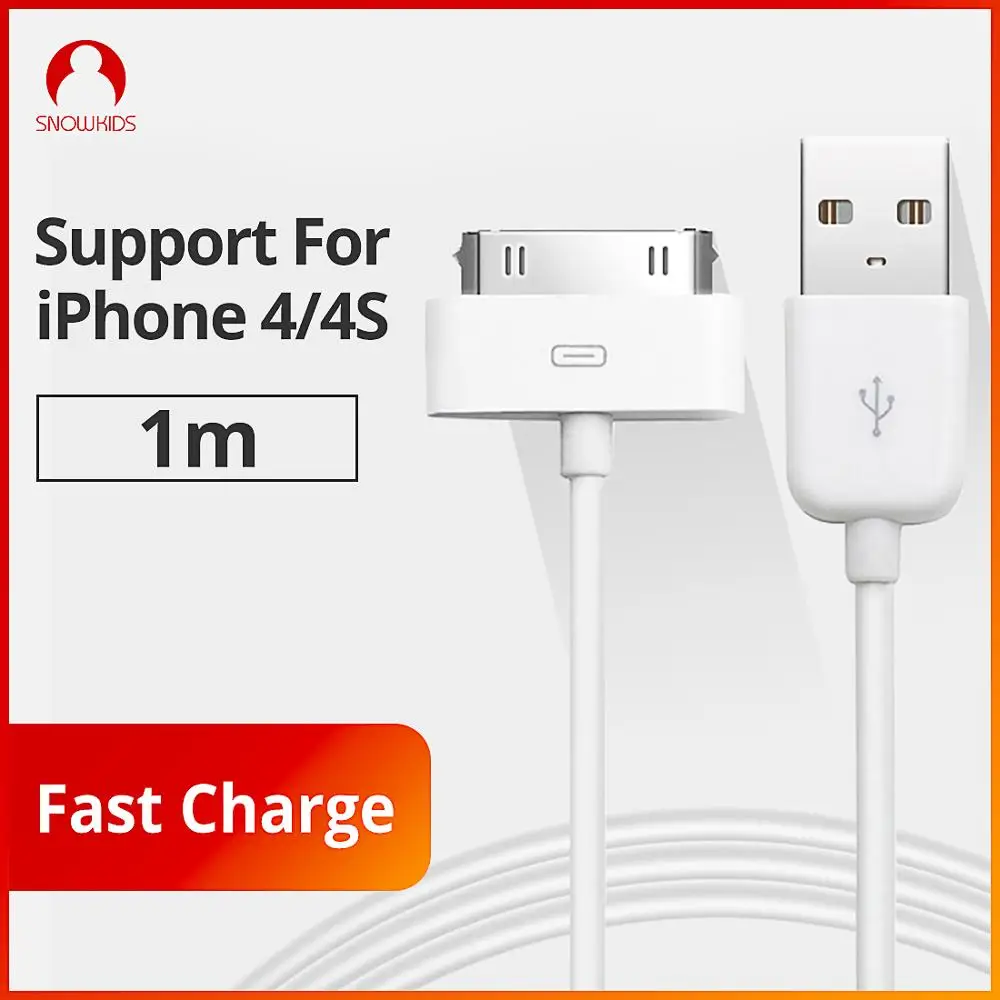 USB кабель Snowkids для iPhone 4 3 3G iPad 2 iPod Nano 30 контактный адаптер быстрой зарядки и