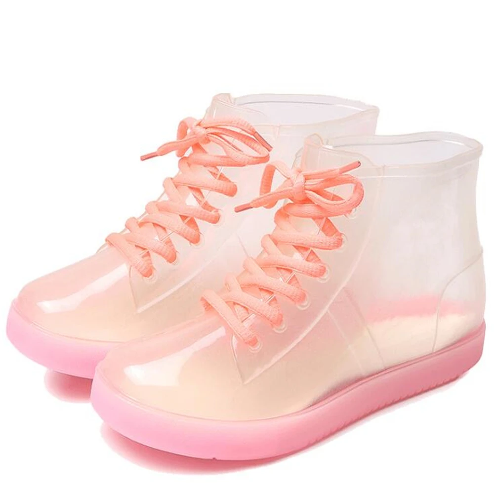 Женские непромокаемые сапоги женские на шнуровке для зрелых женщин прозрачная