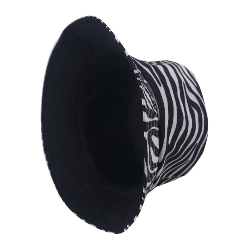 Панама FOXMOTHER Женская двусторонняя в черно-белую полоску модная с принтом зебры