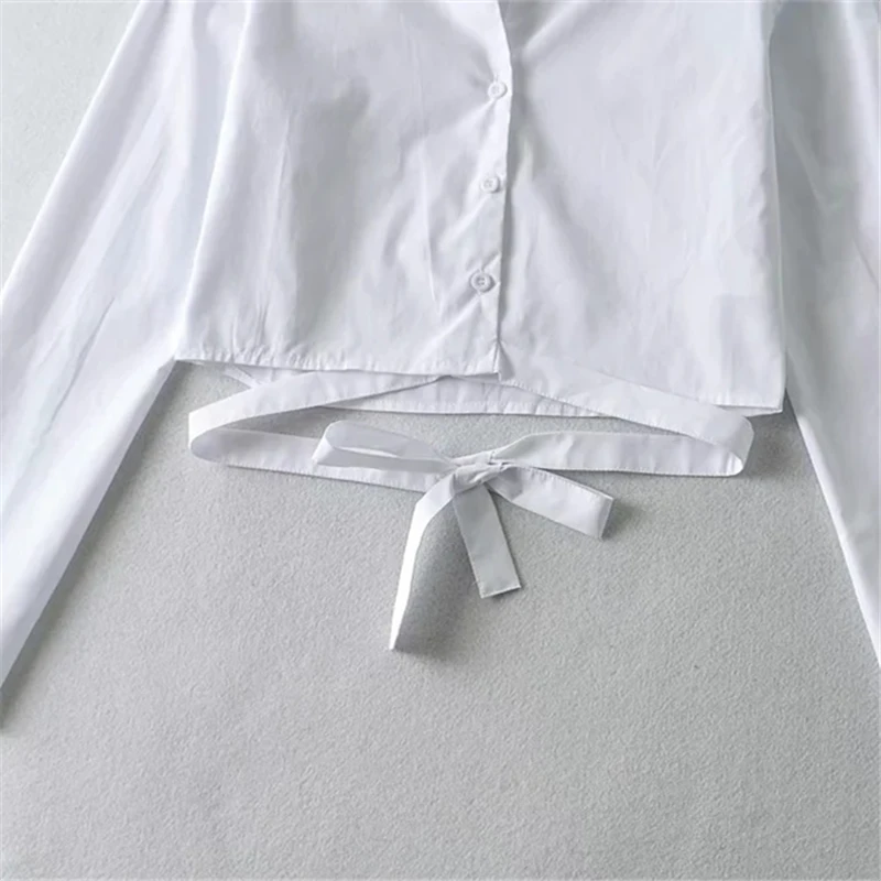 

2021 Spring Fashion New High-Quality Straps Personality Lapel Long-Sleeved Short Umbilical Shirt Tops Trendy 477