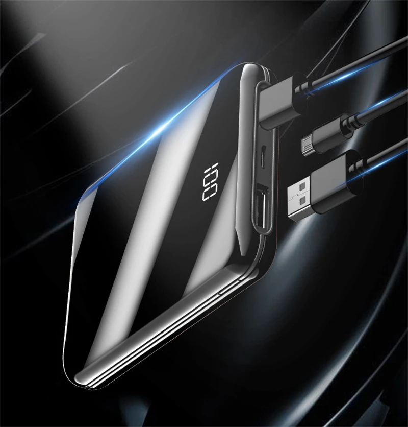 Power Bank 20000 мАч Портативная зарядка USB внешний аккумулятор зарядное устройство для Xiaomi mi 9 8 iPhone mi ror экран повербанк
