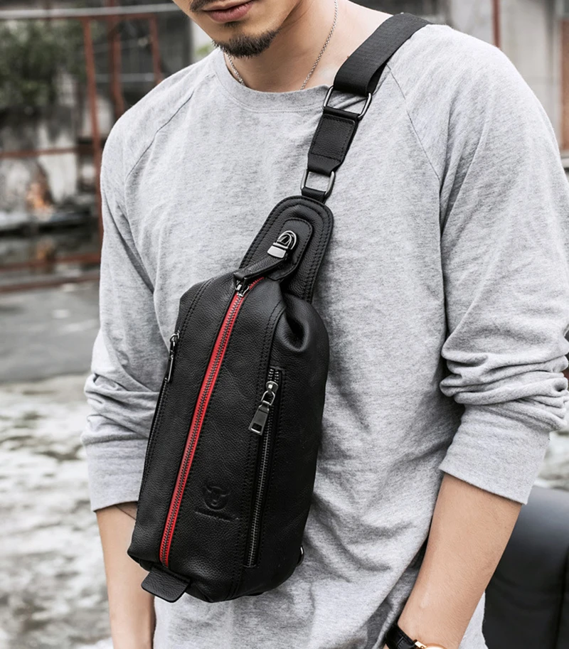 

New Brand Men's Shoulder Bags Genuine Cow Leather Crossbody Bag Male Casual Travel Shoulder Messenger Bag Male Zipper Chest Bags