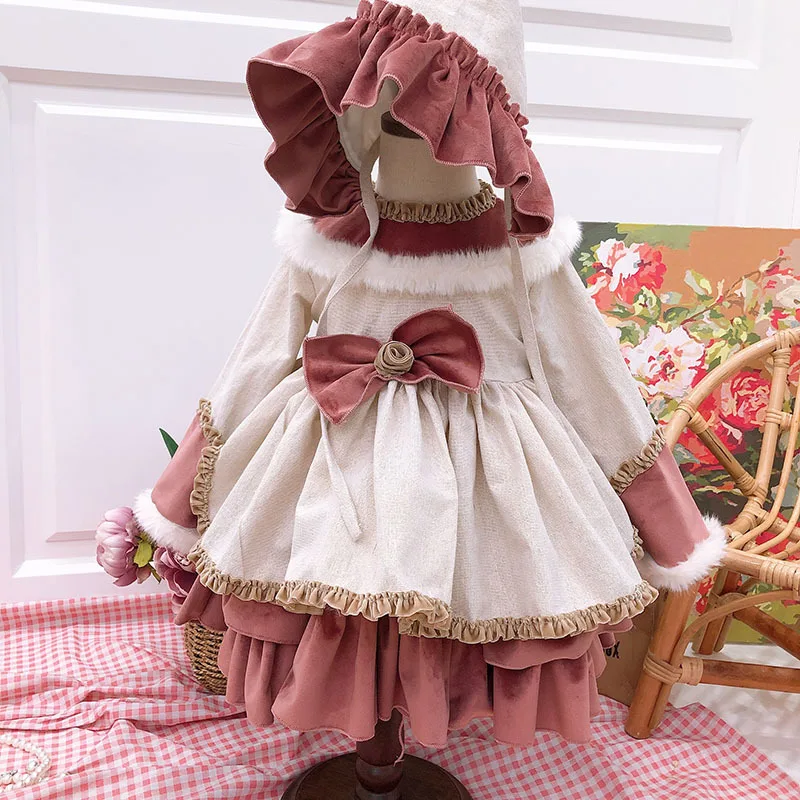 2019 New Arrivals Winter Spanish Girl Two-piece Dress Padded Fluffy Princess Dress Girls Christmas Dress Birthday Wedding Dress