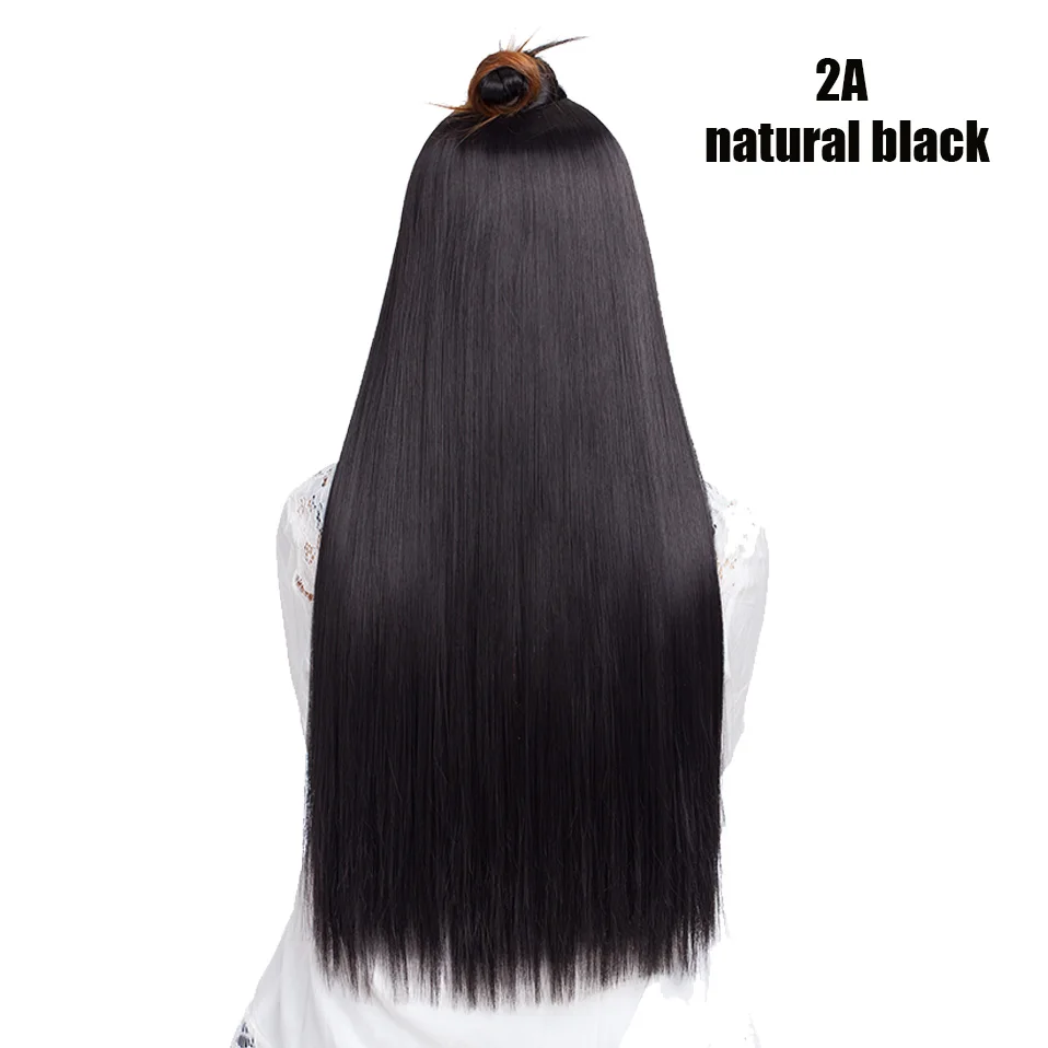 natural black S-noilite, прямые u-части волосы для наращивания на заколках, 4 заколки в одном куске, синтетические волосы для наращивания, искусственные волосы для женщин - Цвет: natural black