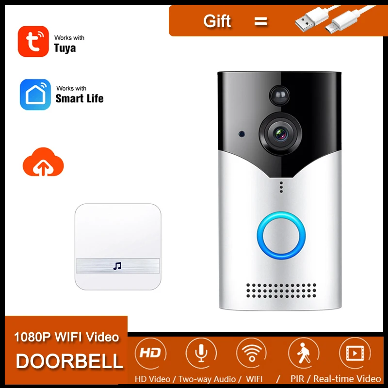 NEOCoolcam 2MP Smart WiFi Video Doorbell Camera + Indoor Chime Support PIR Motion detection Two way intercom Tuya Smart Life APP