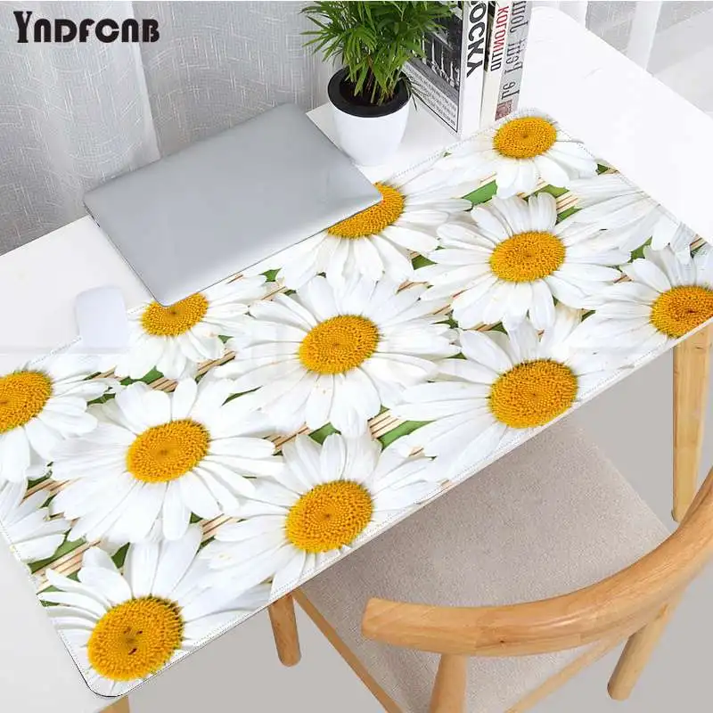 

Daisy flowers Cool Rubber Mouse Durable Desktop Mousepad Size for Office Long Table Mat Kawaii Desk for Teen Girls for Bedroom