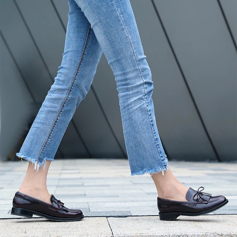 Повседневные кожаные лоферы с кисточками ручной работы Wemon Сезон весна осень