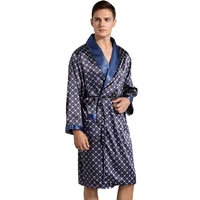 men robe 7xl 6xl imitate silk bathrobe soft cozy long sleeve sleep tops shorts robe sets kimono printed robes satin sleepwear