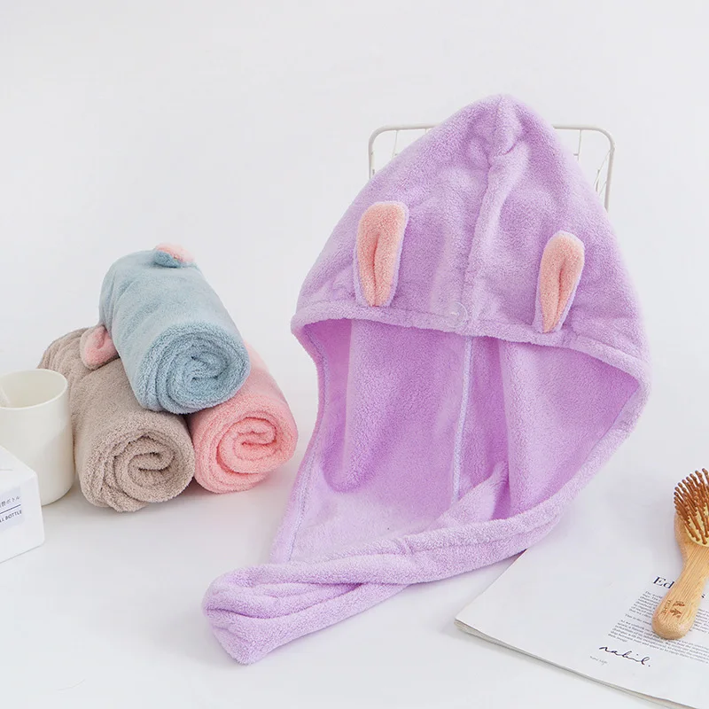

Strong Absorbing Drying Velvet Ultra-Soft Special Hair Dry Hat Towels Cute Long Ear Rabbit Dry Hair Shower Cap Bath Towel