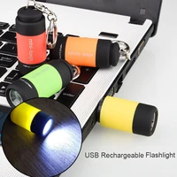 1pcs mini light outdoor tool keychain pocket torch usb rechargeable waterproof led light flashlight lamp accessories