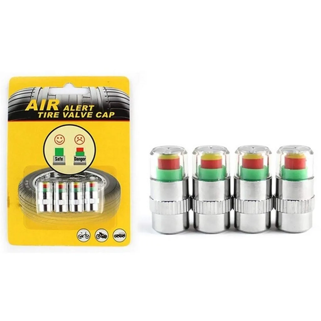 4pc 2.4 Bar Car Tire Valve Cap Pressure Gauge Monitoring Warning Sensor Indicator 3 Color Eye Alert monitoring tire pressure | Автомобили