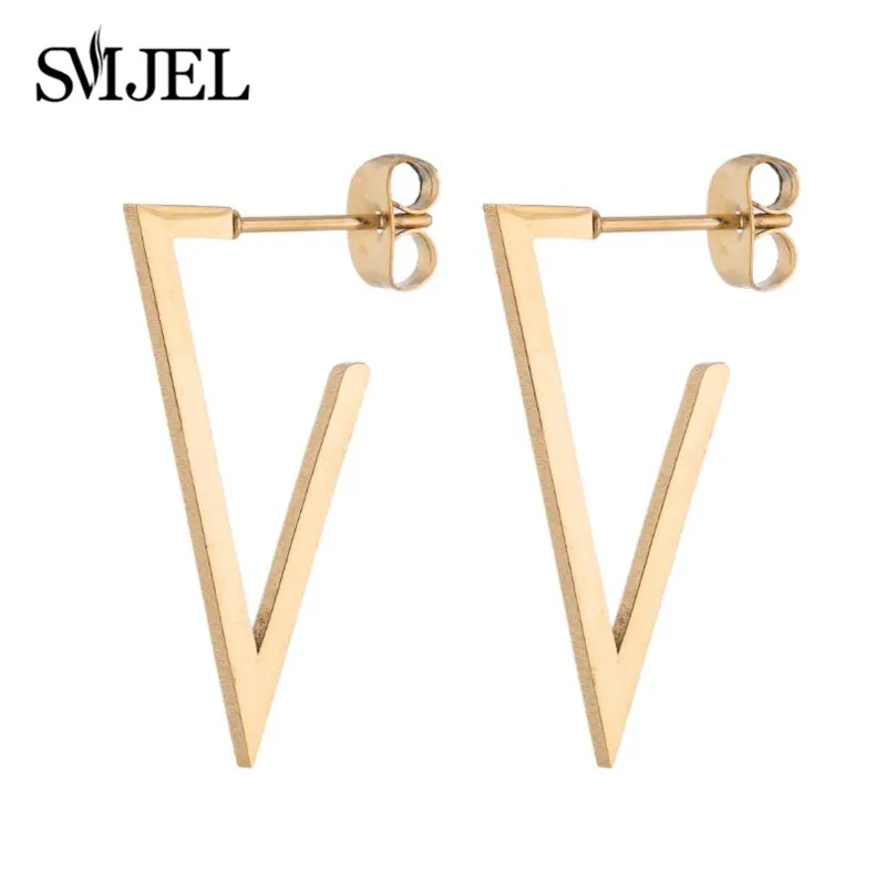 Женские Треугольные Серьги SMJEL в стиле панк из нержавеющей стали геометрические