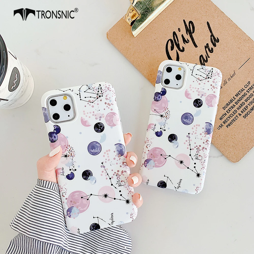 Текстурный чехол для телефона с планетами iPhone 11 Pro Max XR XS MAX мягкий белый матовый