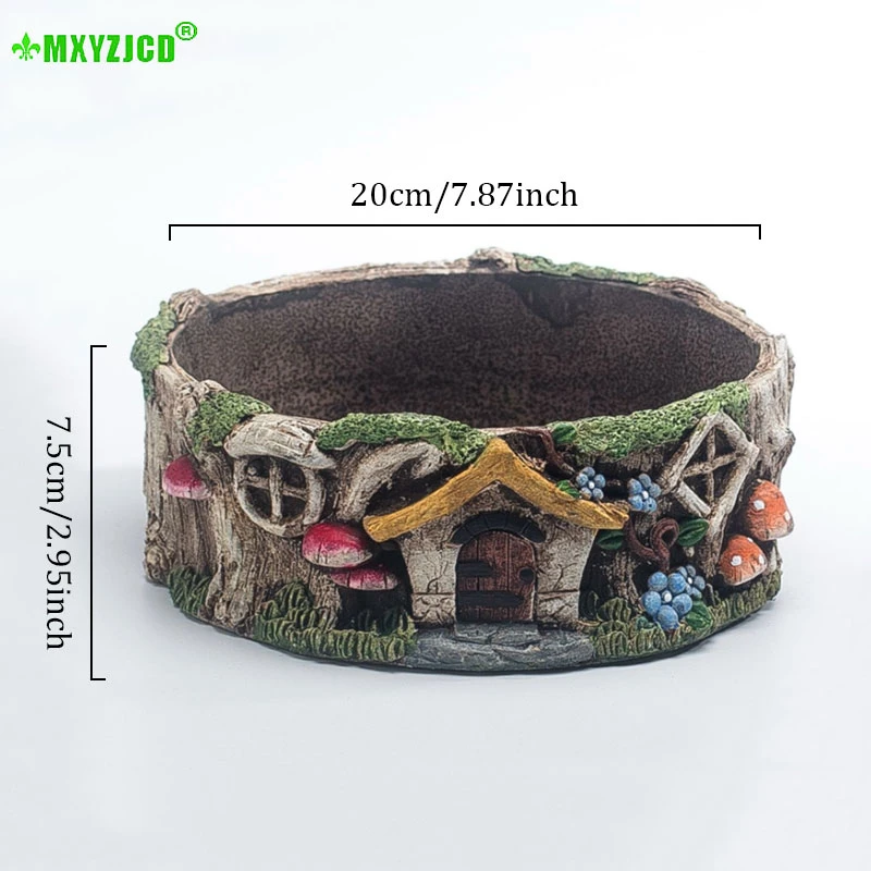 Имитация дома цемент цветочный горшок Ретро Круглый Поднос элемент контейнер