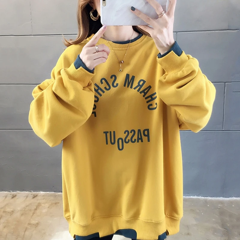 

Women Casual Crewneck Sweatshirt Long Sleeve Pullover Loose Tunic Top Streetwear BX0B