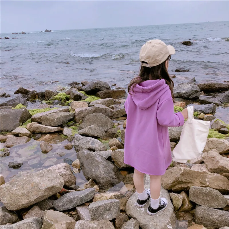 Новое поступление осень 2019 хлопковая Повседневная Длинная толстовка с капюшоном