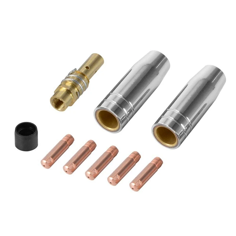 9Pcs/Set 15Ak Mig/Mag Welding Nozzle Contact Tips 0.8X25Mm M6 Gas Connector Holder Set Ad068+ | Инструменты