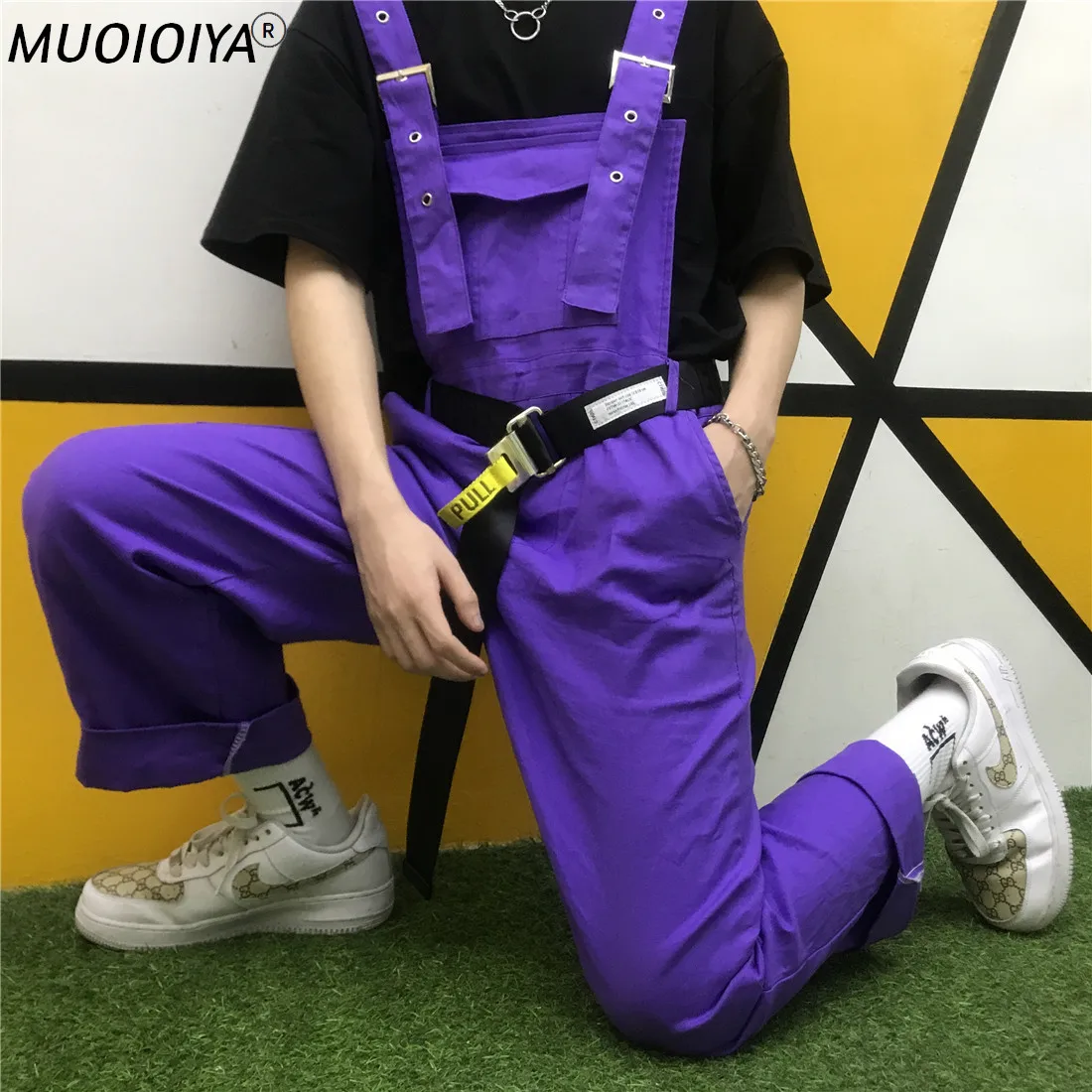 

Комбинезон мужской на подтяжках, модные брюки-карго в стиле хип-хоп, Повседневная Уличная одежда в Корейском стиле, джоггеры, Ромпер