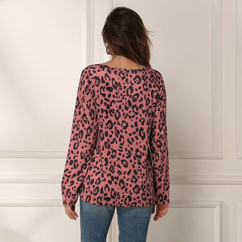 

2020 Long Sleeve Leopard Print Shirt One Shoulder Fashion Women Casual Sexy Harajuku Comfortable Ladies Top