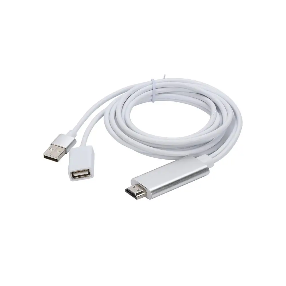 Кабель преобразователь HDTV для iPhone iPad Android на HDMI ТВ адаптер с USB портом питания