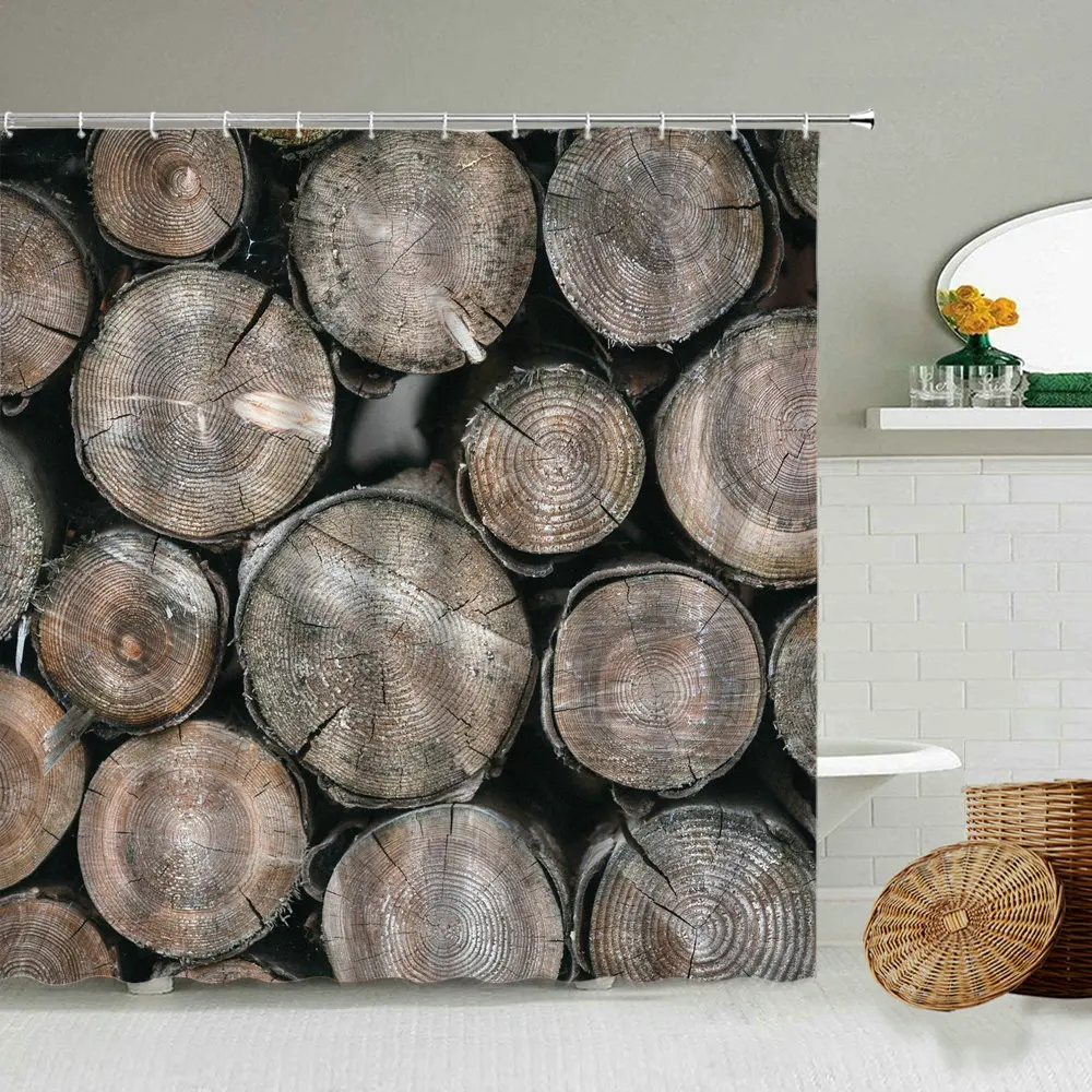 Водонепроницаемая деревянная занавеска для душа с крючком